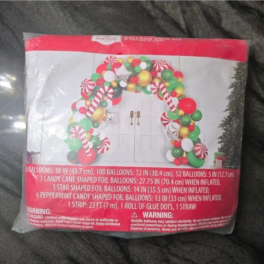 Christmas Balloon Arch Kit Decor 194 pc and Photo Props 22 pc set Party Bundle